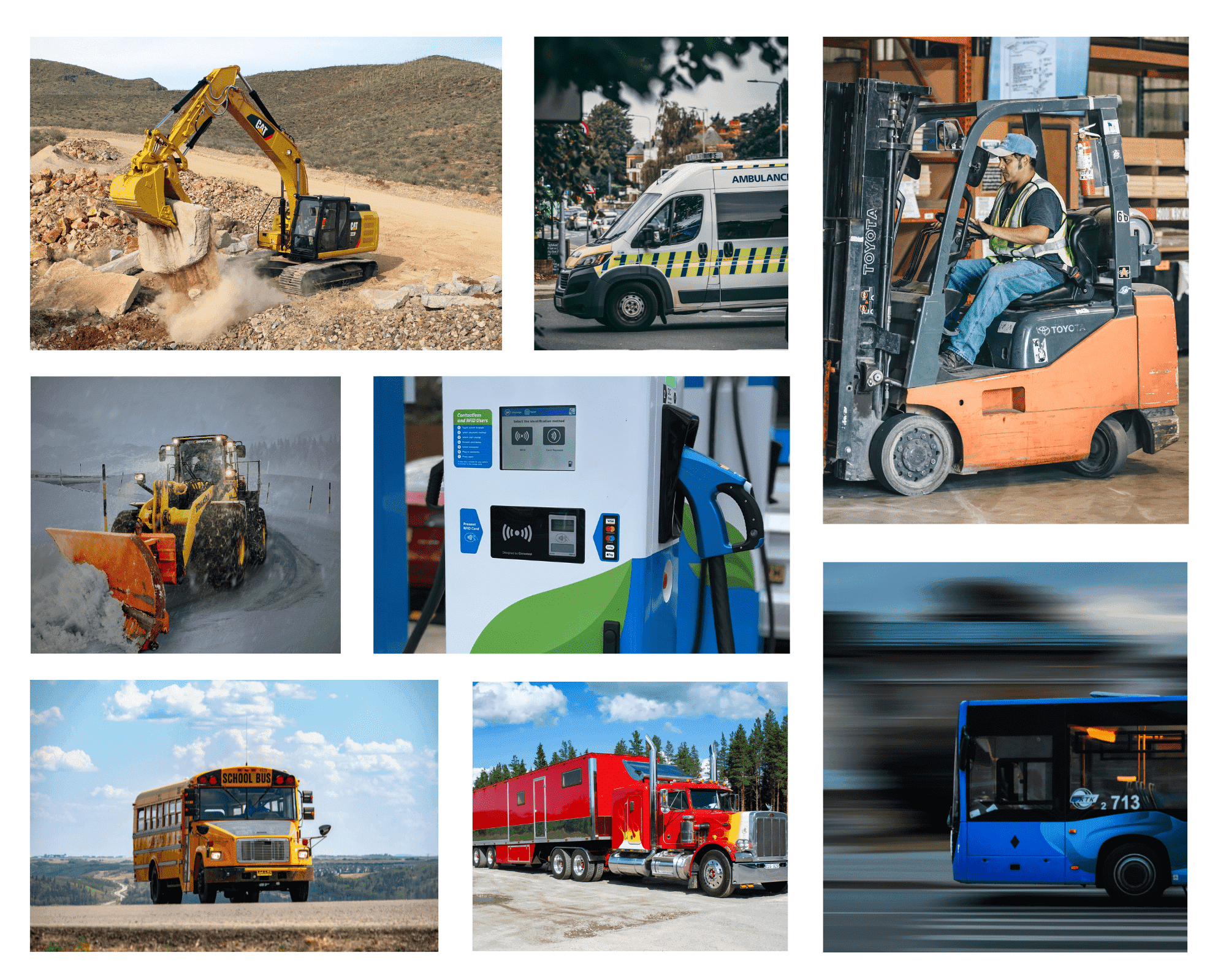 Our products are suitable to many kinds of vehicles, including forklifts, snowplows, buses, police cars, etc.